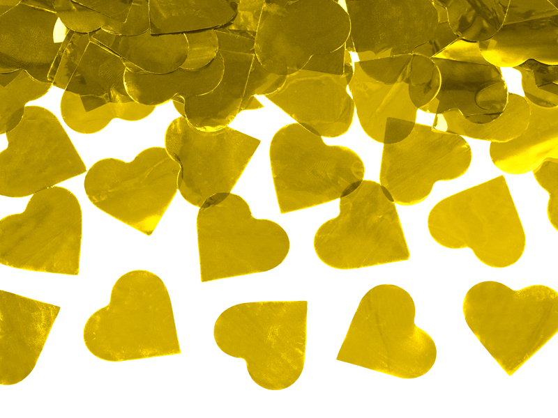 Vystřelovací konfety srdíčka zlaté lesklé 60 cm
